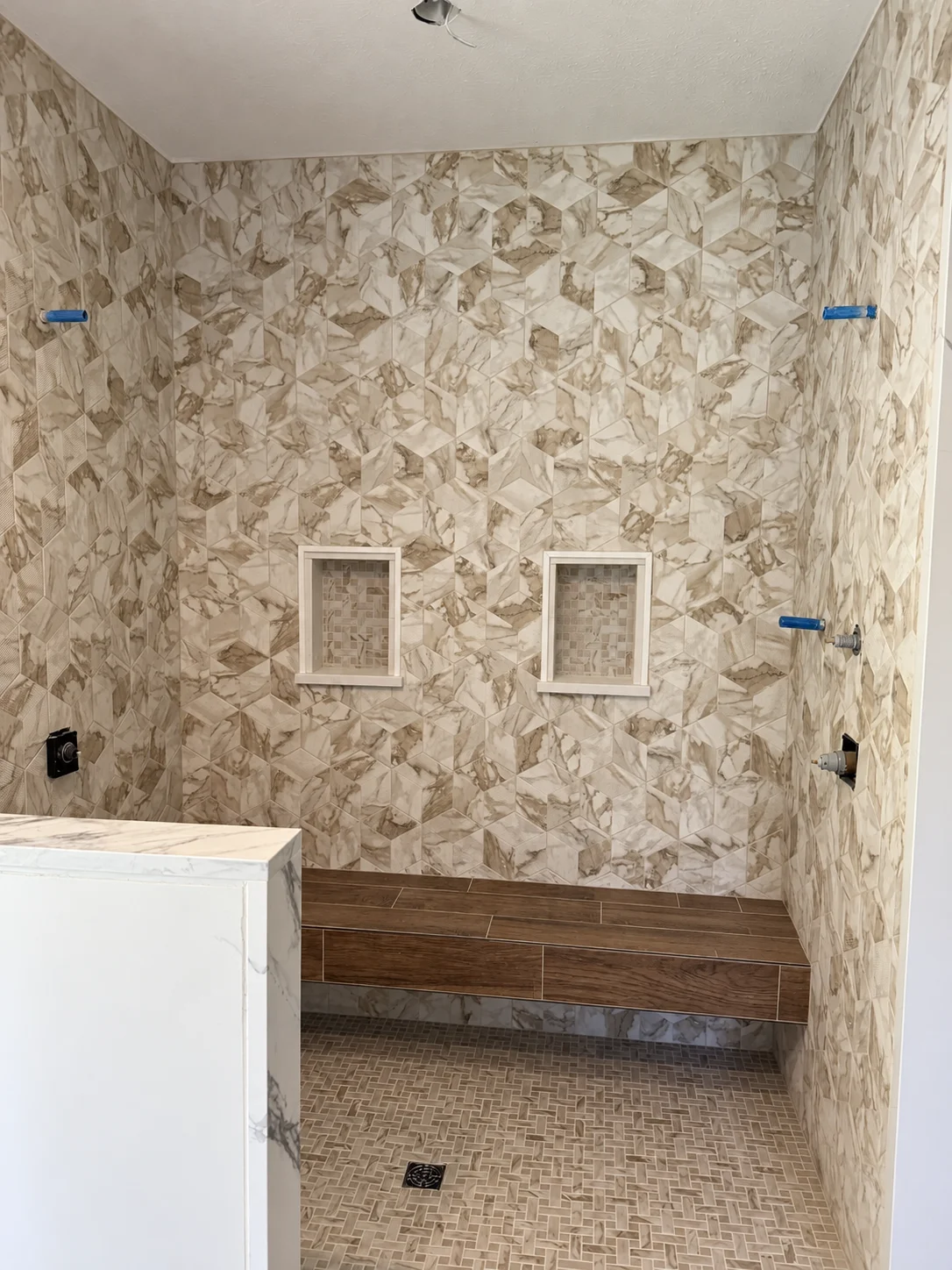 Custom tiled shower with professional tile installation